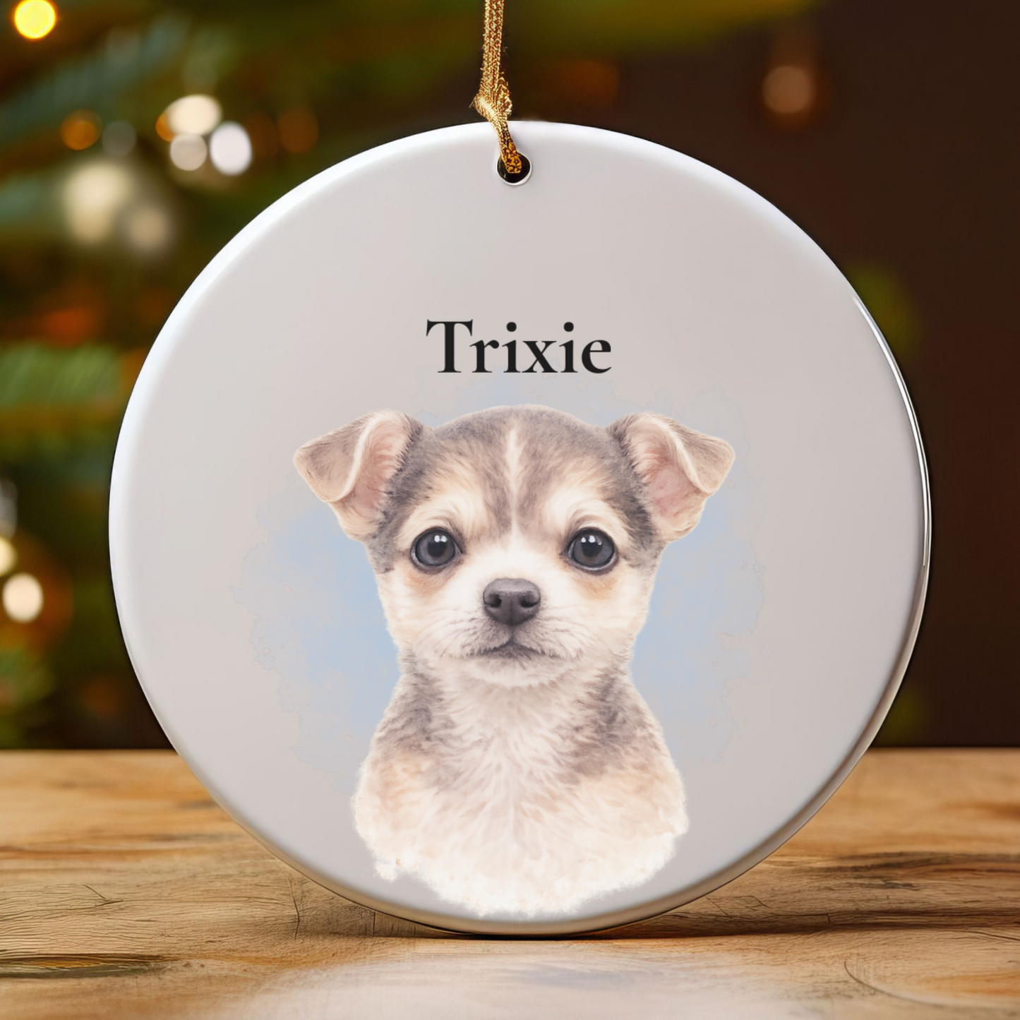 Personalized Watercolor Pet Ornament Custom Dog Cat Photo Christmas Gift