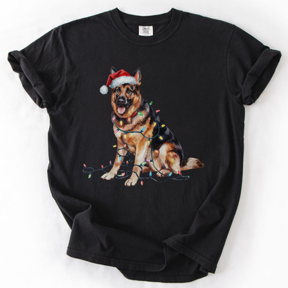 Christmas German Shepherd Shirt, Christmas Lights Dog Tee, Christmas Dog, Shepherd Mom Tee, Gift for Dog Lover, Shepherd Tee