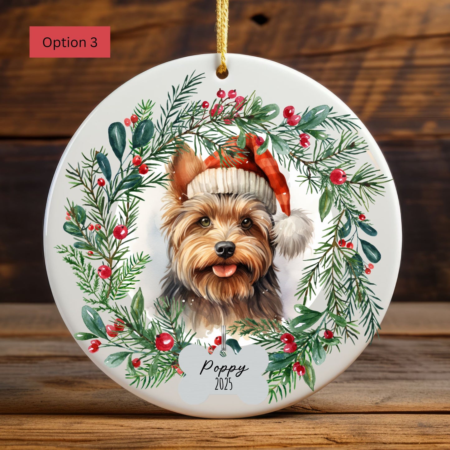 Personalized Yorkshire Terrier Christmas Ornament
