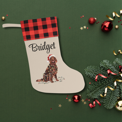 Personalized Irish Setter Christmas Stocking, Holiday Decor Gift for Pet Lovers