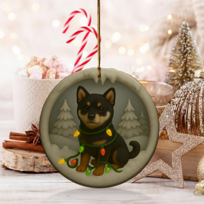 Personalized Black Shiba Inu Christmas 3D Clay-Style Dog Keepsake