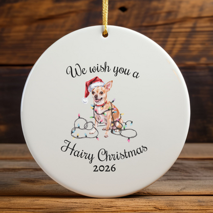 Christmas Tan Chihuahua Ornament, Christmas Lights Dog Keepsake