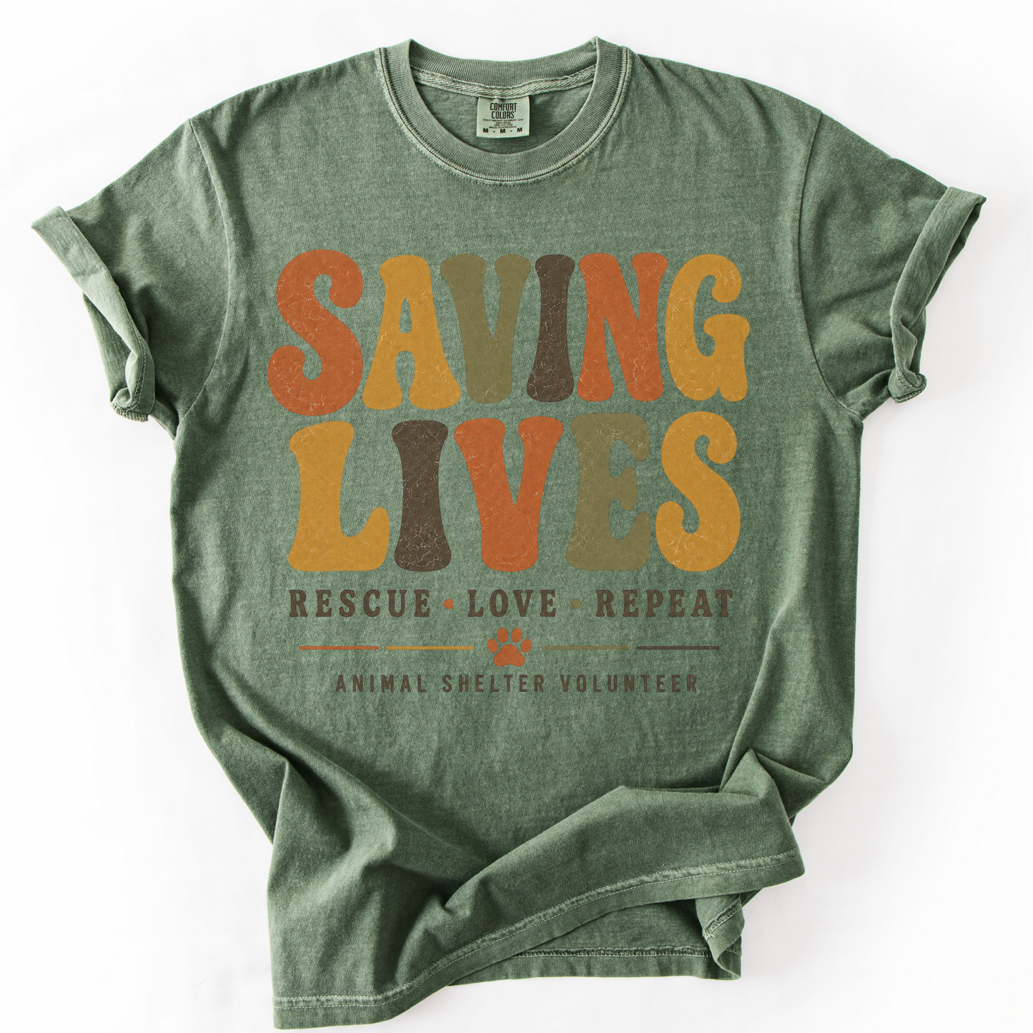 Animal Shelter Volunteer Shirt, Rescue Volunteer Gift, Saving Lives Comfort Colors Retro Tee
