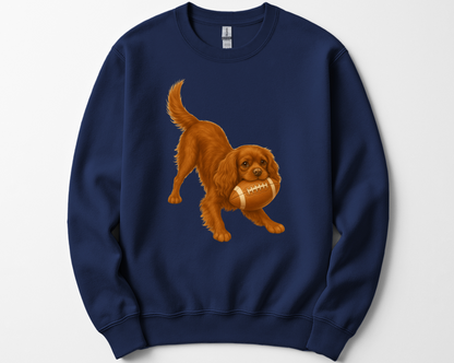 Cavalier King Charles Spaniel Football Sweatshirt – Blenheim, Ruby or Tri-Color Dog Lover Gift