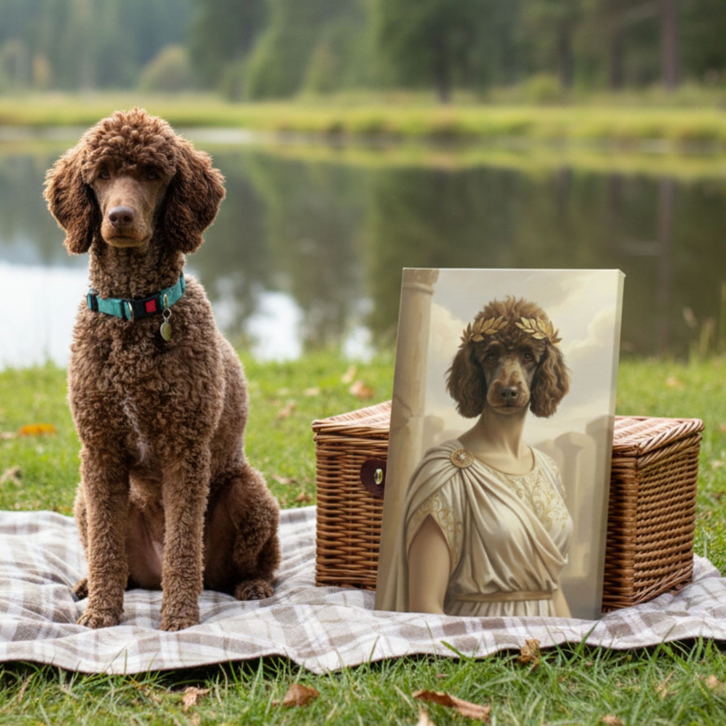Personalized Dog Portrait, Custom Greek God Pet Canvas Art