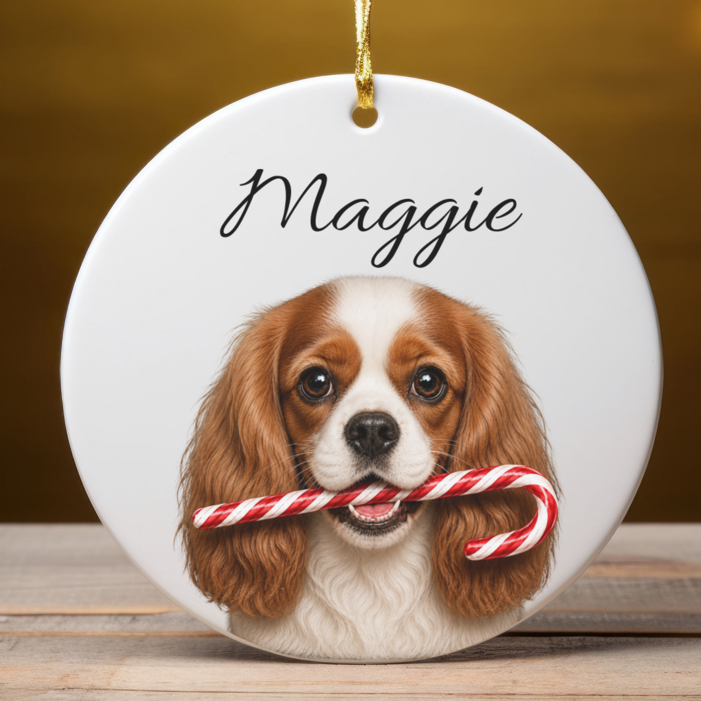 Personalized Blenheim Cavalier Candy Cane Ornament