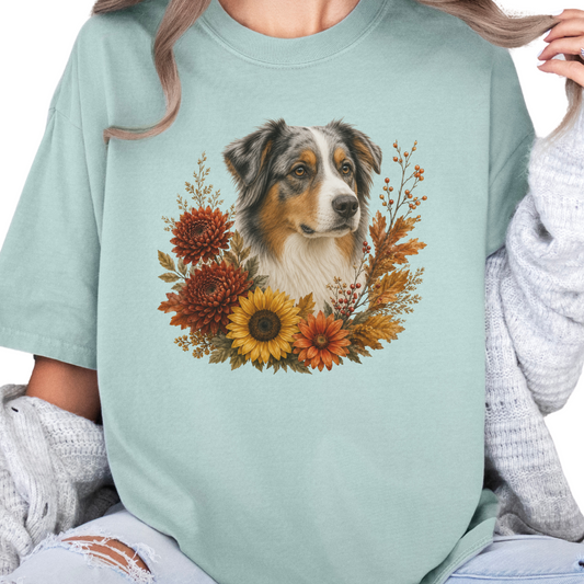 Australian Shepherd Autumn Floral Shirt