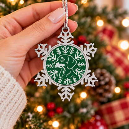Dachshund Ornament, Pewter Snowflake Christmas Ornament, Dachshund Lover Gift