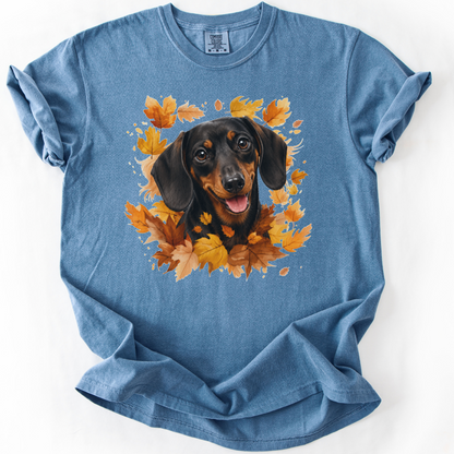 Black & Tan Dachshund Fall Shirt, Autumn Dog Mom Comfort Colors Tee