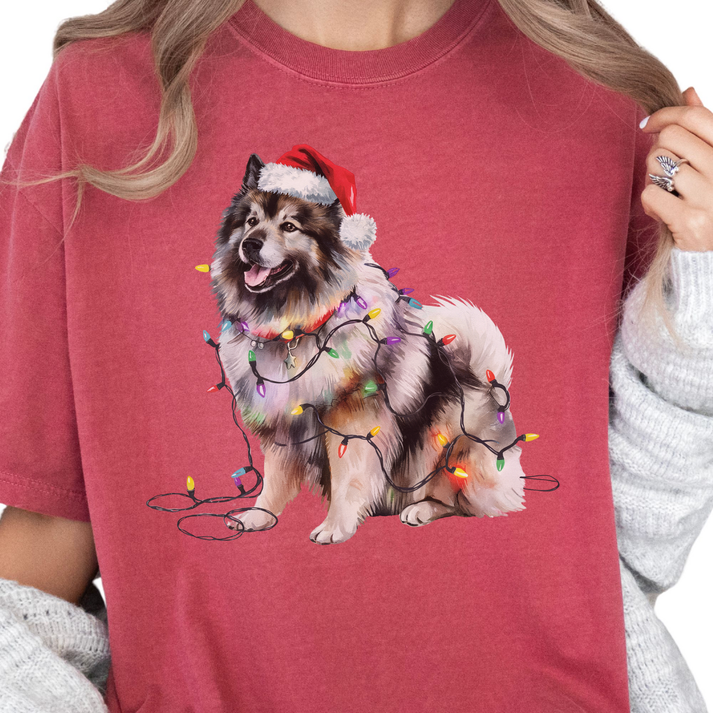 Christmas Keeshond Shirt, Christmas Lights Dog Shirt, Christmas Dog, Keeshond Mom Shirt, Gift for Dog Lover, Keeshond