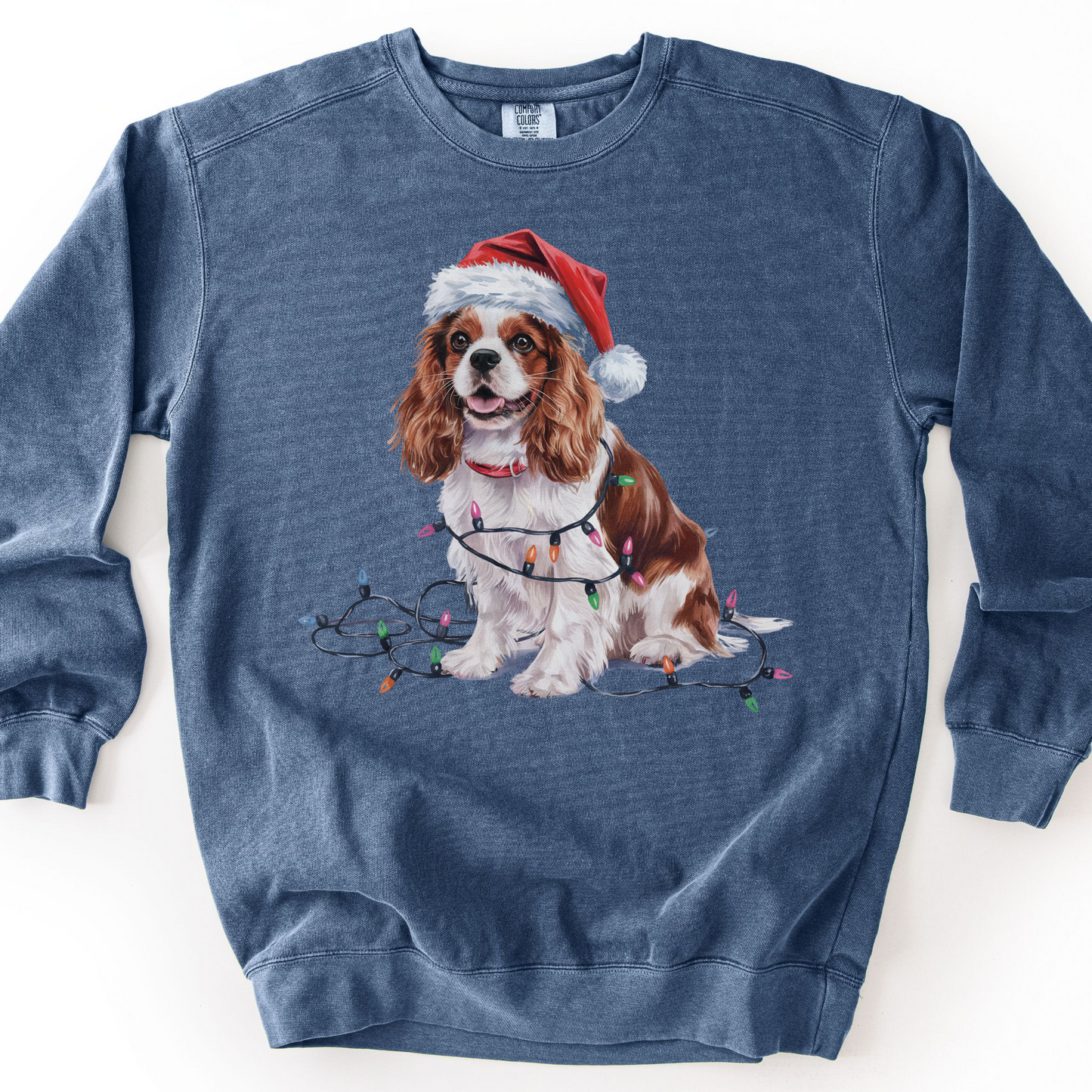 Blenheim Cavalier King Charles Spaniel Christmas Lights Sweatshirt
