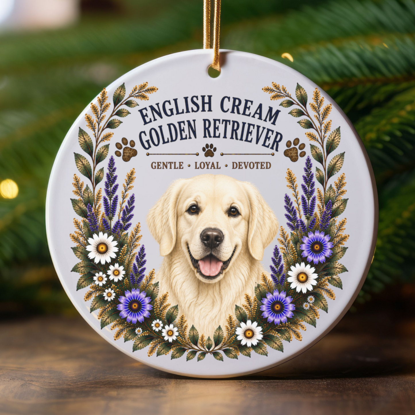 English Cream Golden Retriever Ornament, Golden Retriever Lover Gift, Dog Mom Breed Keepsake
