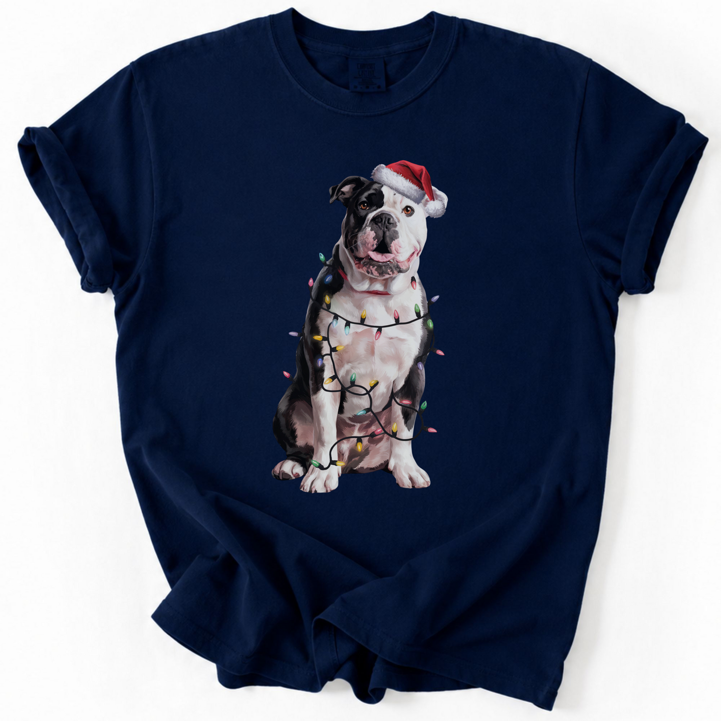 American Bulldog Christmas Lights Dog Shirt