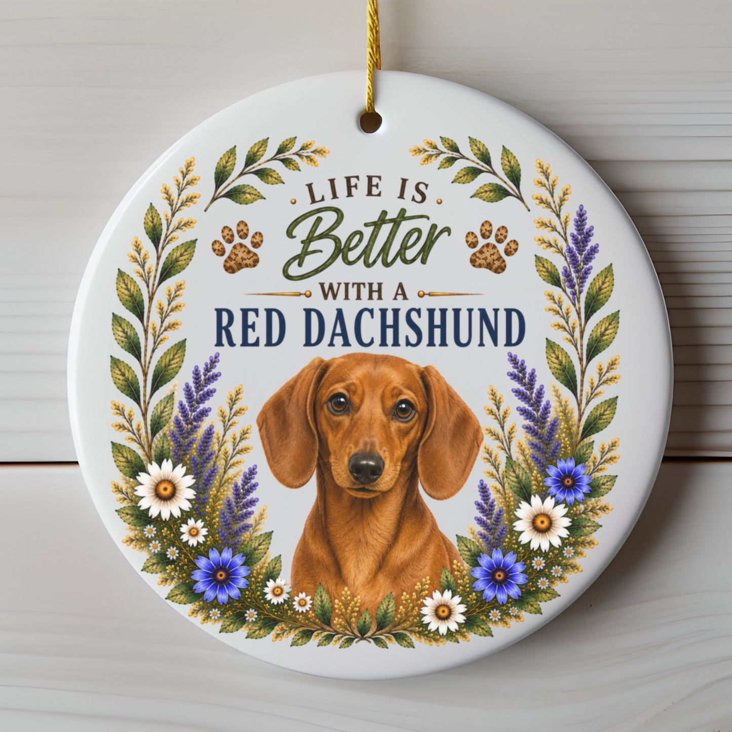 Red Dachshund Ornament, Doxie Lover Gift, Dachshund Mom Gift, Wiener Dog Keepsake