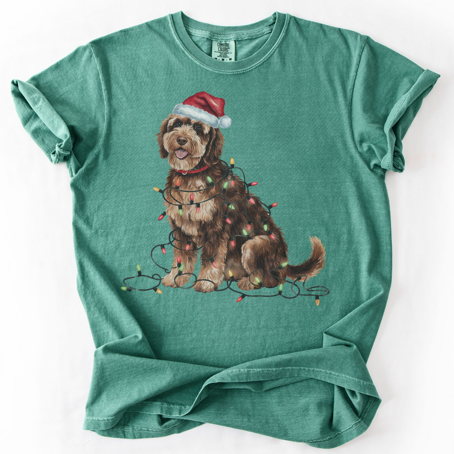Portuguese Water Dog Christmas Lights Shirt, Festive Holiday Tee for Dog Lovers