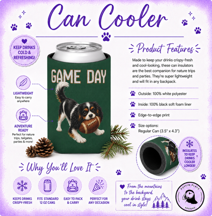 Personalized Australian Shepherd Game Day Can Cooler, Custom Football Dog Koozie Gift