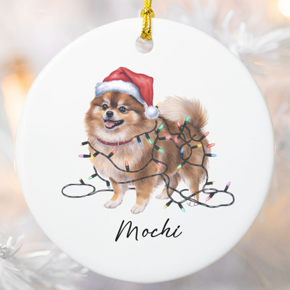 Personalized Pomeranian Ornament, Custom Ceramic Pet Keepsake