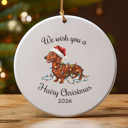 Red Dachshund Christmas Lights Ornament