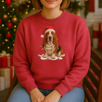 Load image into Gallery viewer, Christmas Dog Sweatshirt, Holiday Basset Hound Gift, Festive Pet Lover Sweater, Unisex Cozy Winter Apparel, Cute Dog Design
