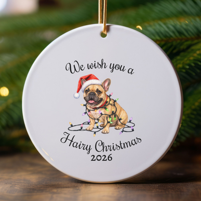Christmas Fawn French Bulldog Ornament, Frenchie Mom, Christmas Lights Dog Keepsake, Christmas Dog, Gift For Dog Lover