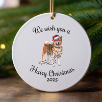 Load image into Gallery viewer, Christmas Akita Ornament, Christmas Lights Dog Keepsake
