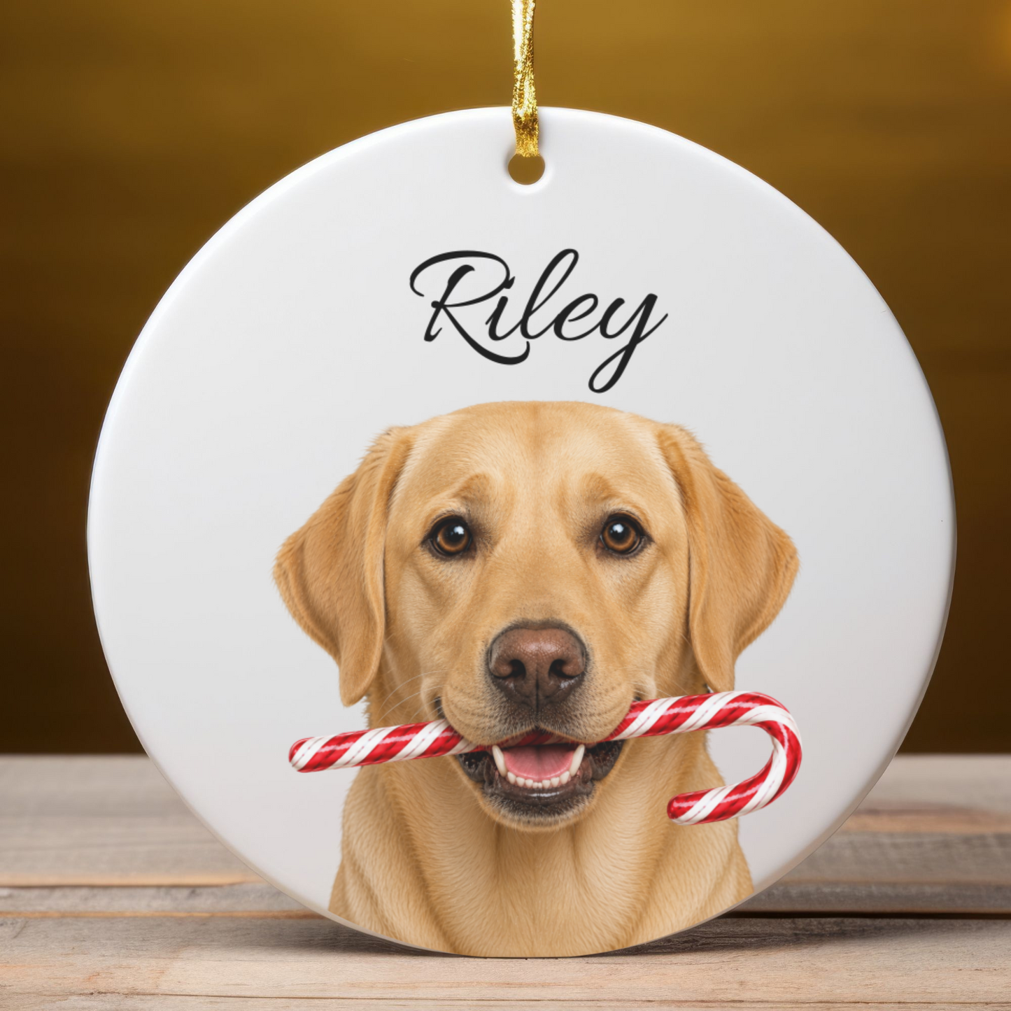 Personalized Yellow Lab Ornament, Custom Dog Name Christmas Ornament, Labrador Retriever Gift, Dog Lover Gift