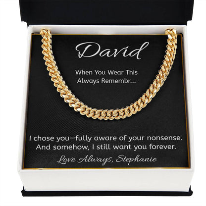 Funny Personalized Message Card Necklace – “I Chose You” Gift