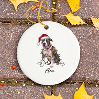 Load image into Gallery viewer, Personalized Pitbull Dog Ornament, Custom Ceramic Pet Keepsake
