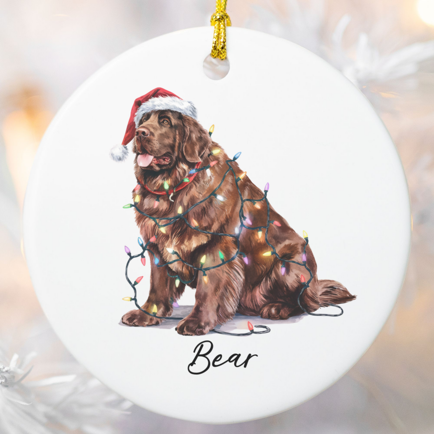 Brown Newfoundland Ornament, Custom Dog Keepsake