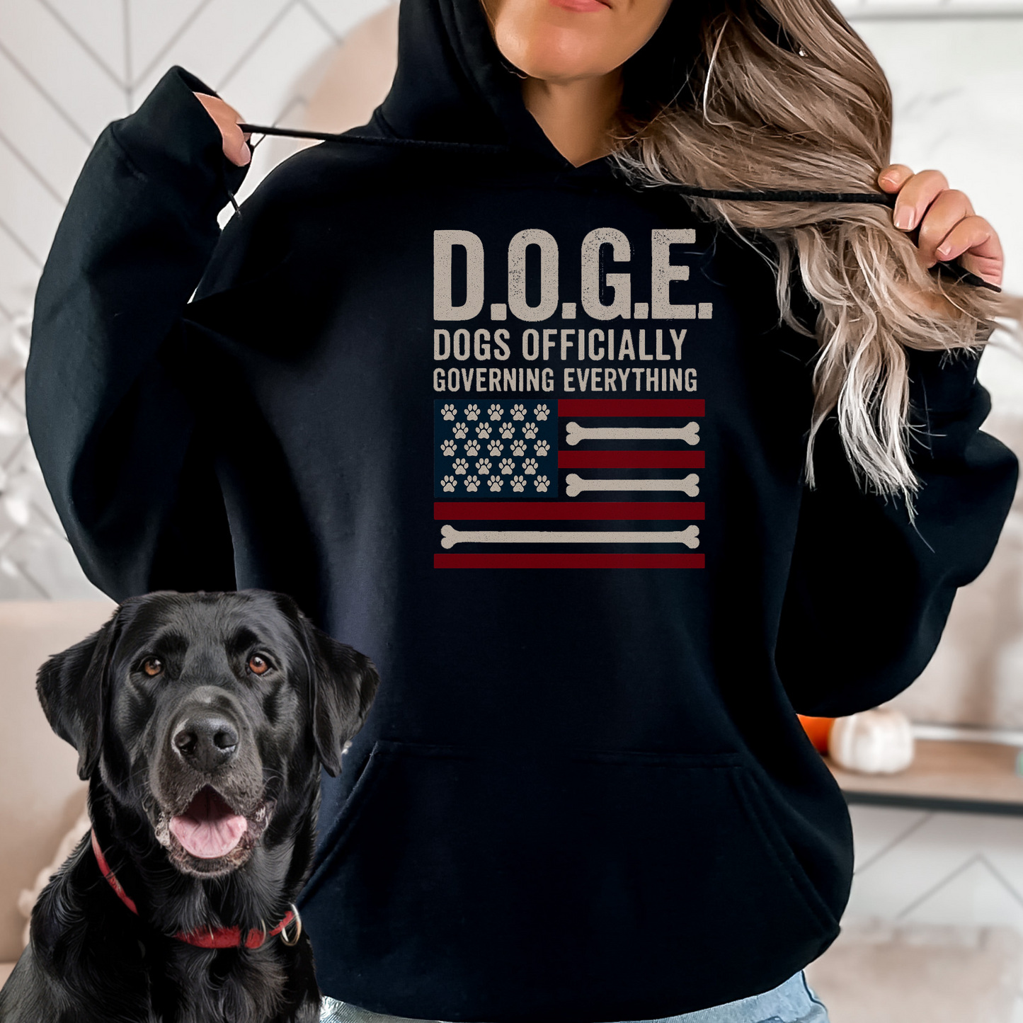 DOGE Funny Patriotic Dog Shirt Dogs Officially Governing Everything Tee for Pet Lovers and 4th of July Fans