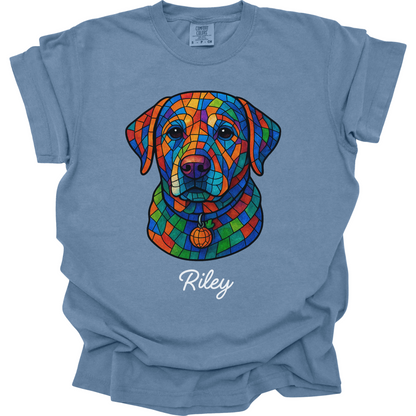 Custom Dog Photo Shirt, Personalized Pet Portrait Tee, Stained Glass Dog Gift