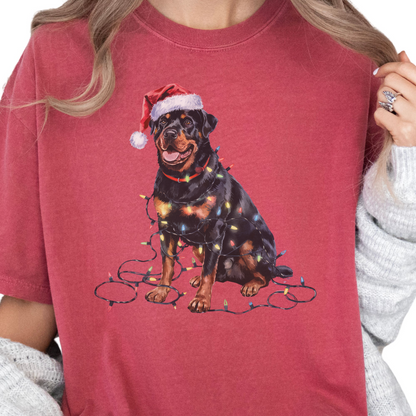 Christmas Rottweiler Shirt, Christmas Lights Dog Tee, Christmas Dog Tee, Rottweiler Mom Tshirt, Gift for Dog Lover, Rottweiler