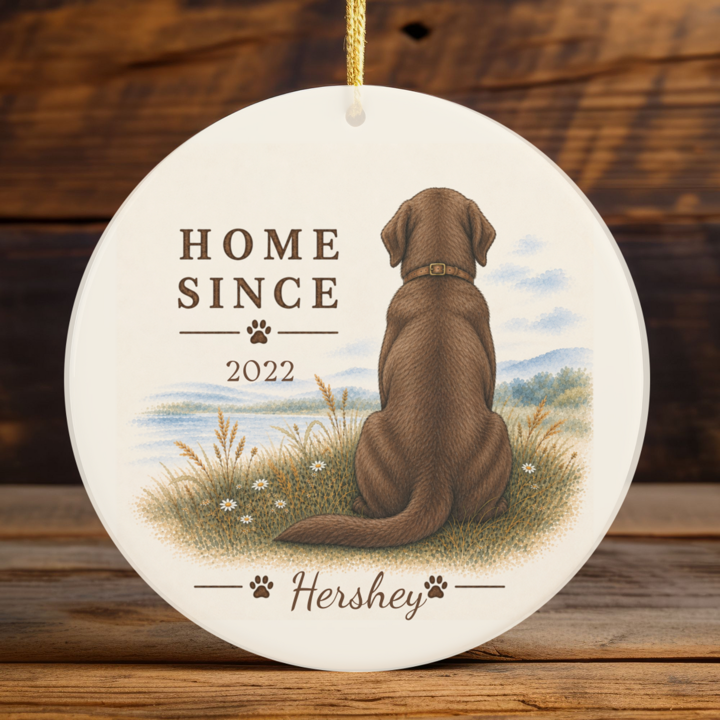 Personalized Chocolate Lab Ornament, Double Sided Labrador Gotcha Day Gift, Custom Dog Keepsake