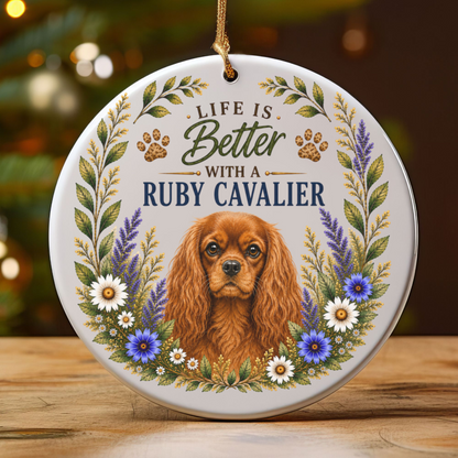 Ruby Cavalier Ornament, Cavalier King Charles Spaniel Gift, Dog Mom Keepsake, Ruby Cavalier Gift