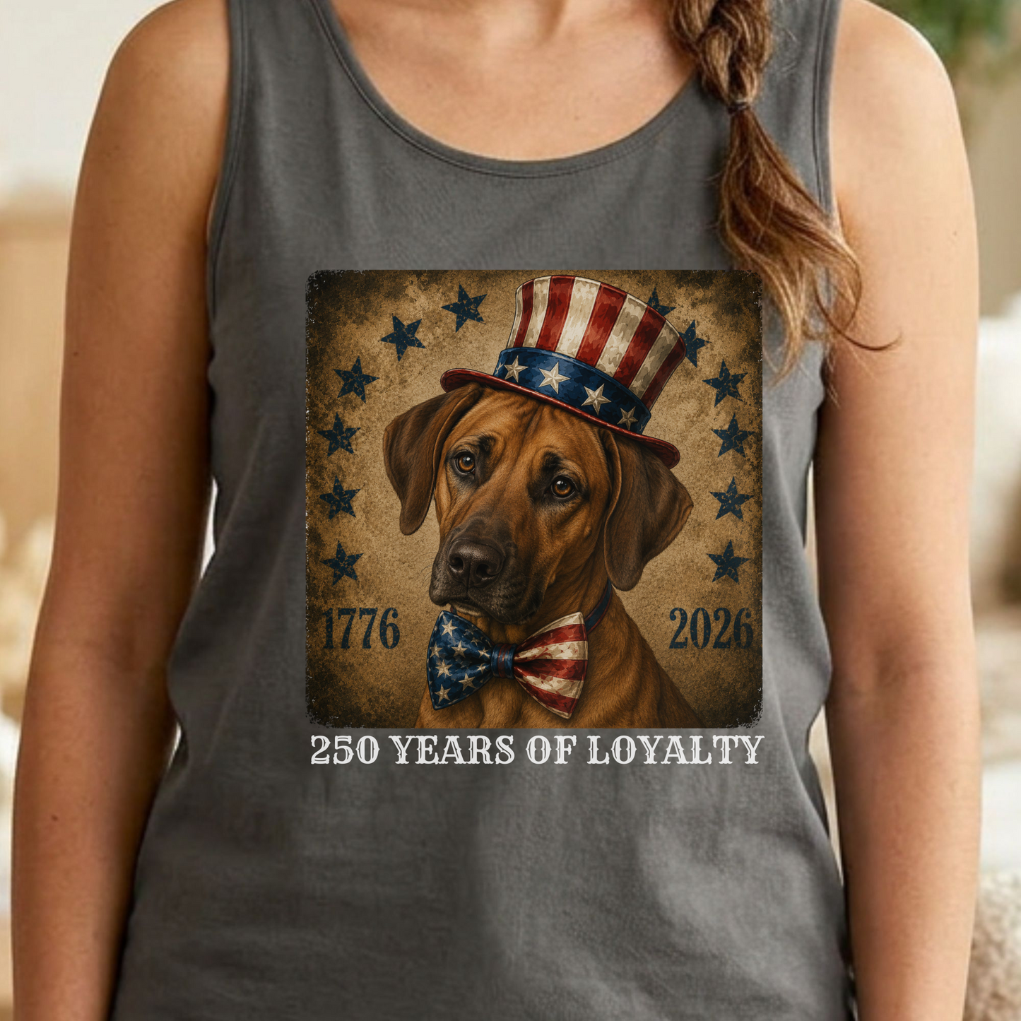 Rhodesian Ridgeback Patriotic Tank Top, 250 Years of Loyalty