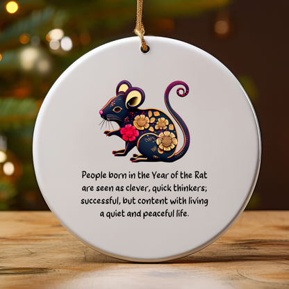Chinese Zodiac Rat Ornament, Year of the Rat Horoscope Gift for Lunar New Year