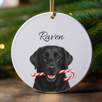 Personalized Black Lab Ornament, Custom Dog Name Christmas Ornament, Labrador Retriever Gift, Dog Lover Gift