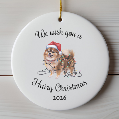 Christmas Pomeranian Ornament, Christmas Lights Dog Keepsake