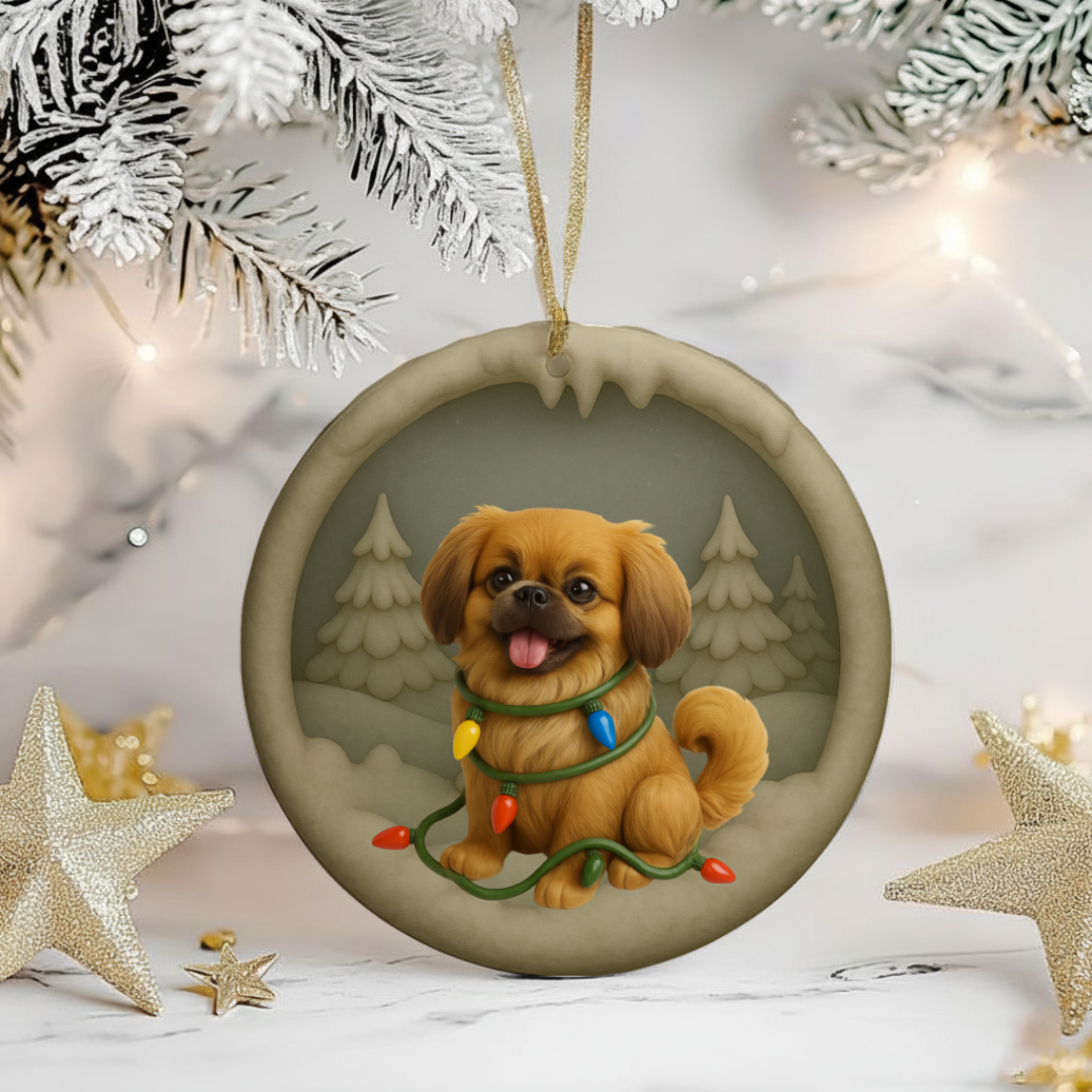 Personalized Pekingese Christmas 3D Clay-Style Dog Keepsake