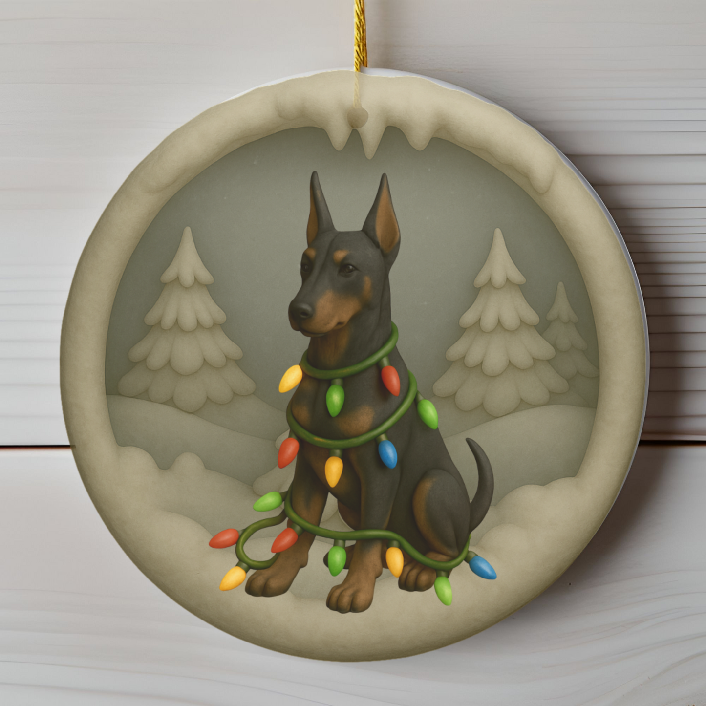 Personalized Doberman Christmas 3D Clay-Style Ornament