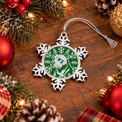 Pit Bull Ornament, Pewter Snowflake Christmas Ornament, Pit Bull Lover Gift