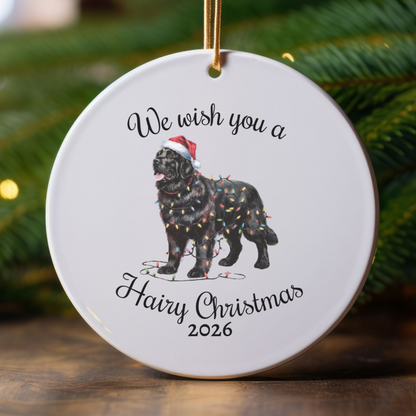 Christmas Black Newfoundland Ornament, Christmas Lights Dog Keepsake