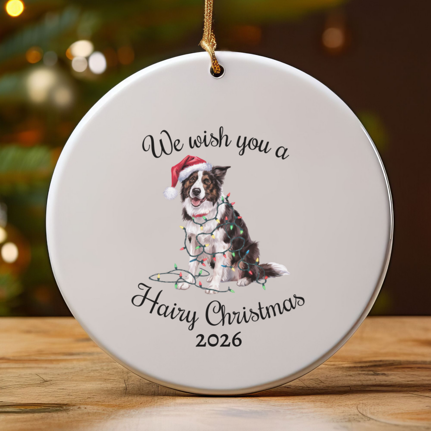 Christmas Border Collie Ornament, Border Collie Mom, Christmas Lights Dog Keepsake, Christmas Dog, Gift For Dog Lover, Border Collie