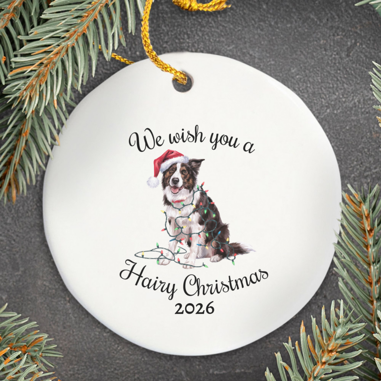 Christmas Border Collie Ornament, Border Collie Mom, Christmas Lights Dog Keepsake, Christmas Dog, Gift For Dog Lover, Border Collie