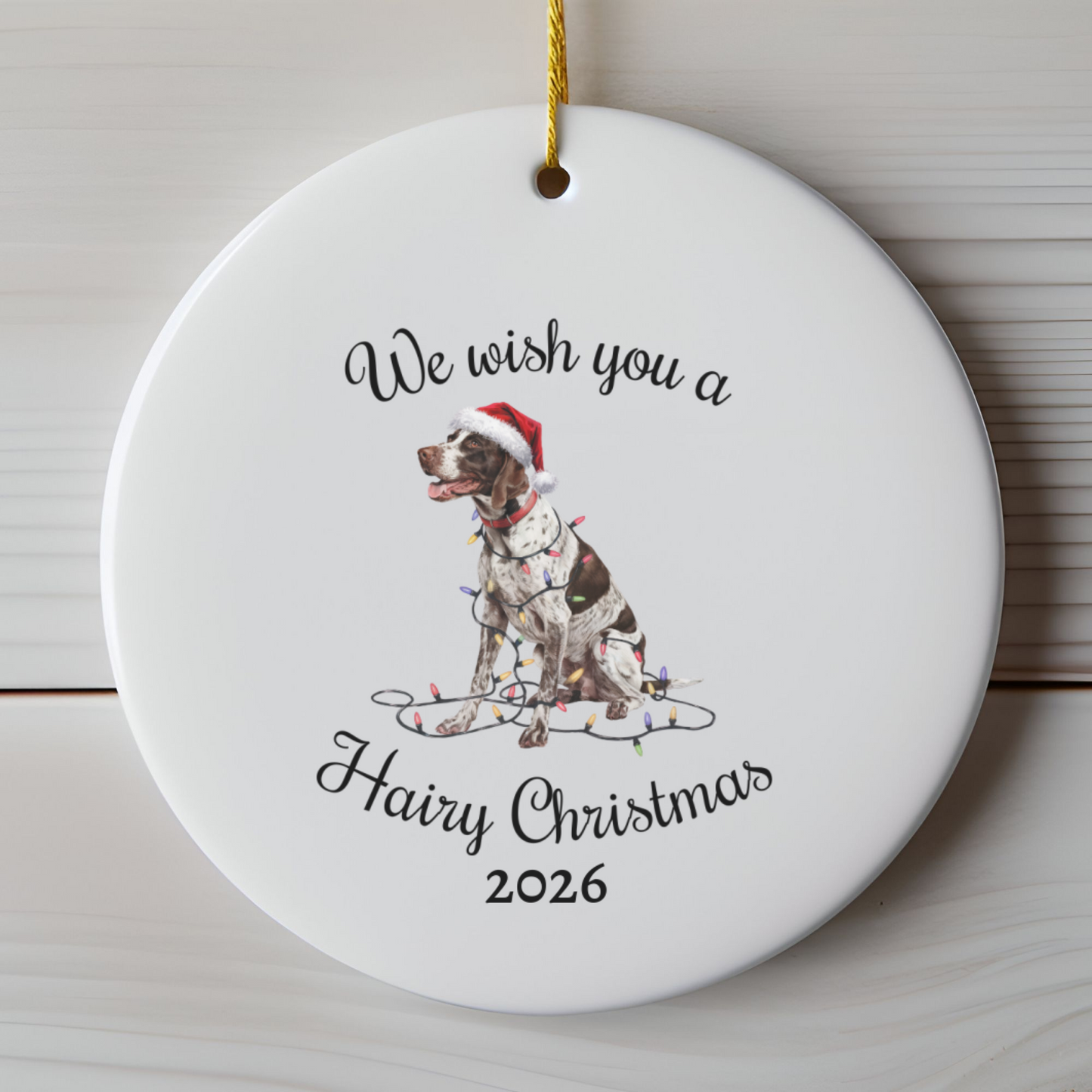 Christmas English Pointer Ornament, Christmas Lights Dog Keepsake