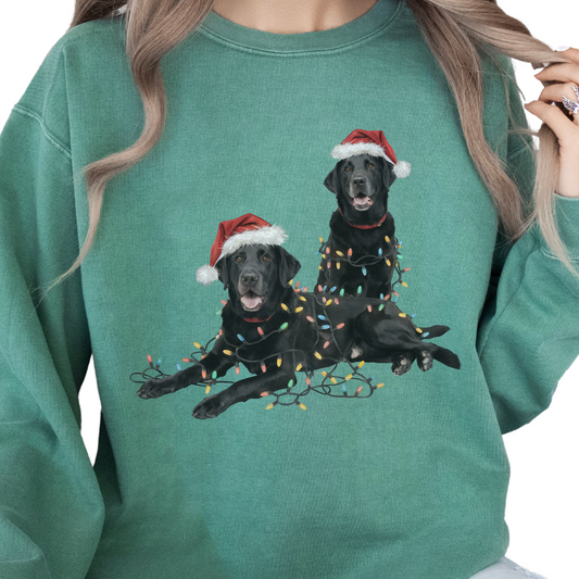 Black Labs Christmas Lights Sweatshirt