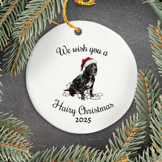 Christmas Cane Corso Ornament, Christmas Lights Dog Keepsake