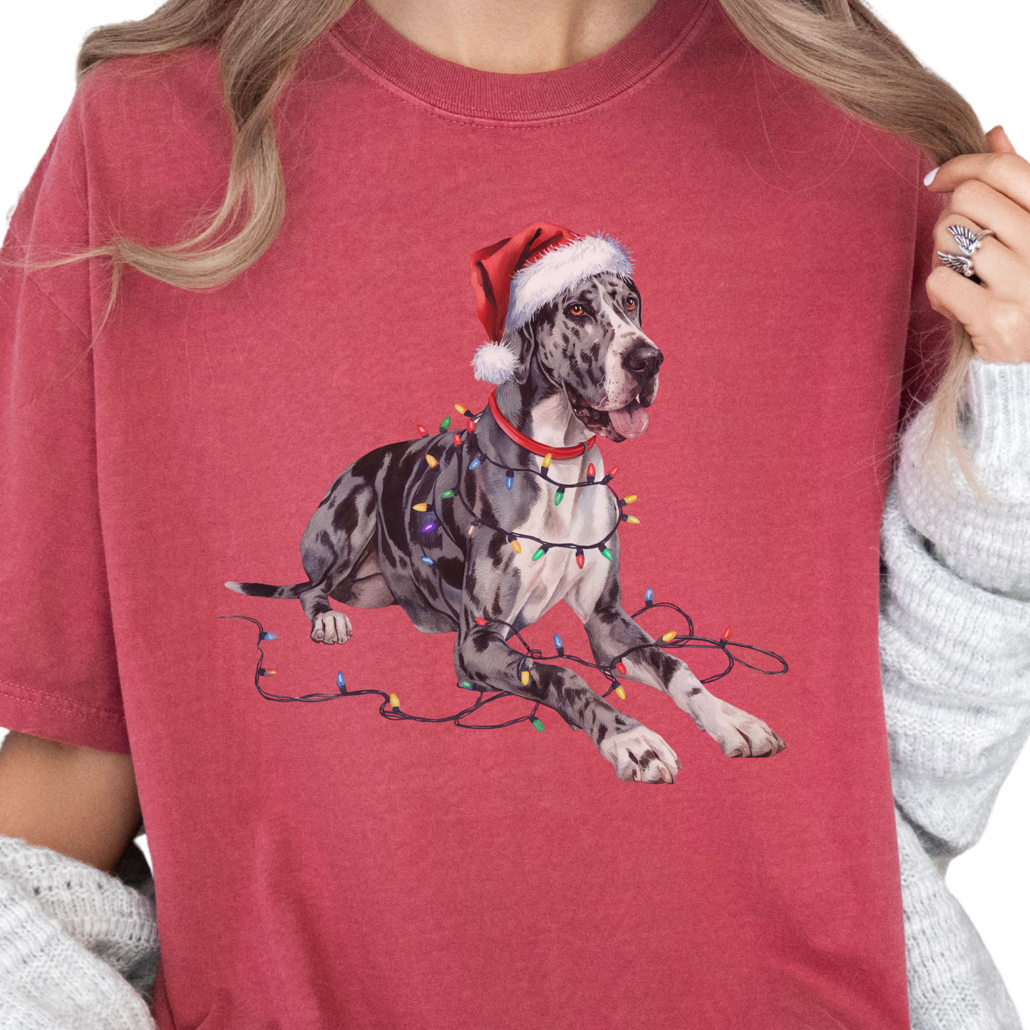 Christmas Great Dane Shirt, Christmas Lights Dog Shirt, Christmas Dog, Great Dane Mom Shirt, Gift for Dog Lover, Great Dane