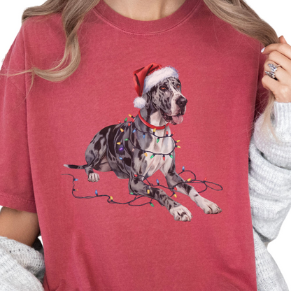 Christmas Great Dane Shirt, Christmas Lights Dog Shirt, Christmas Dog, Great Dane Mom Shirt, Gift for Dog Lover, Great Dane