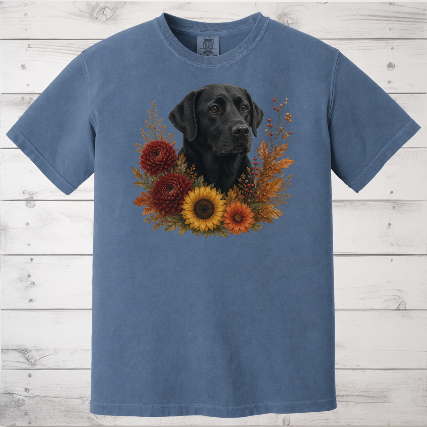 Black Labrador Autumn Floral Shirt